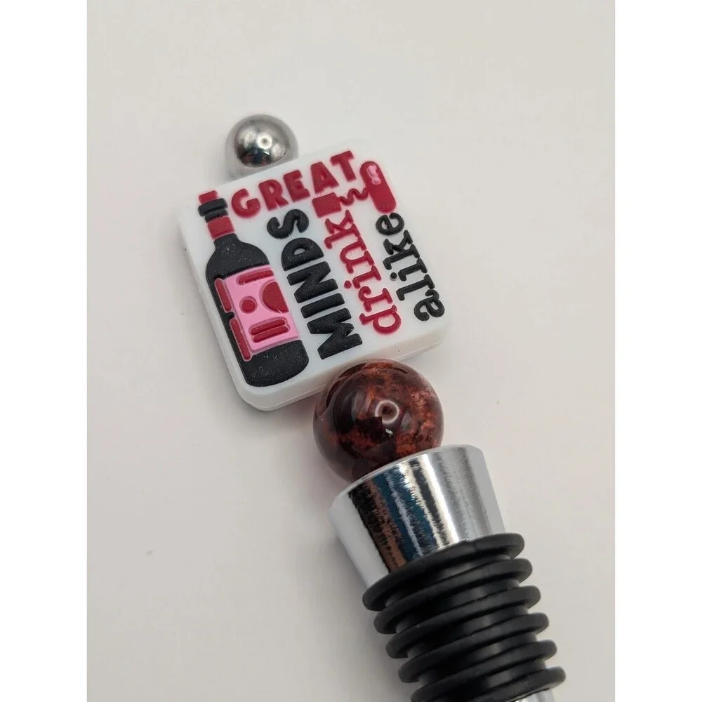 Great Minds Drink Alike Wine Bottle Stopper Metal Novelty Barware Gift NEW